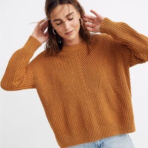 Madewell Joslin Pullover Sweater in Golden Harvest Brown Orange